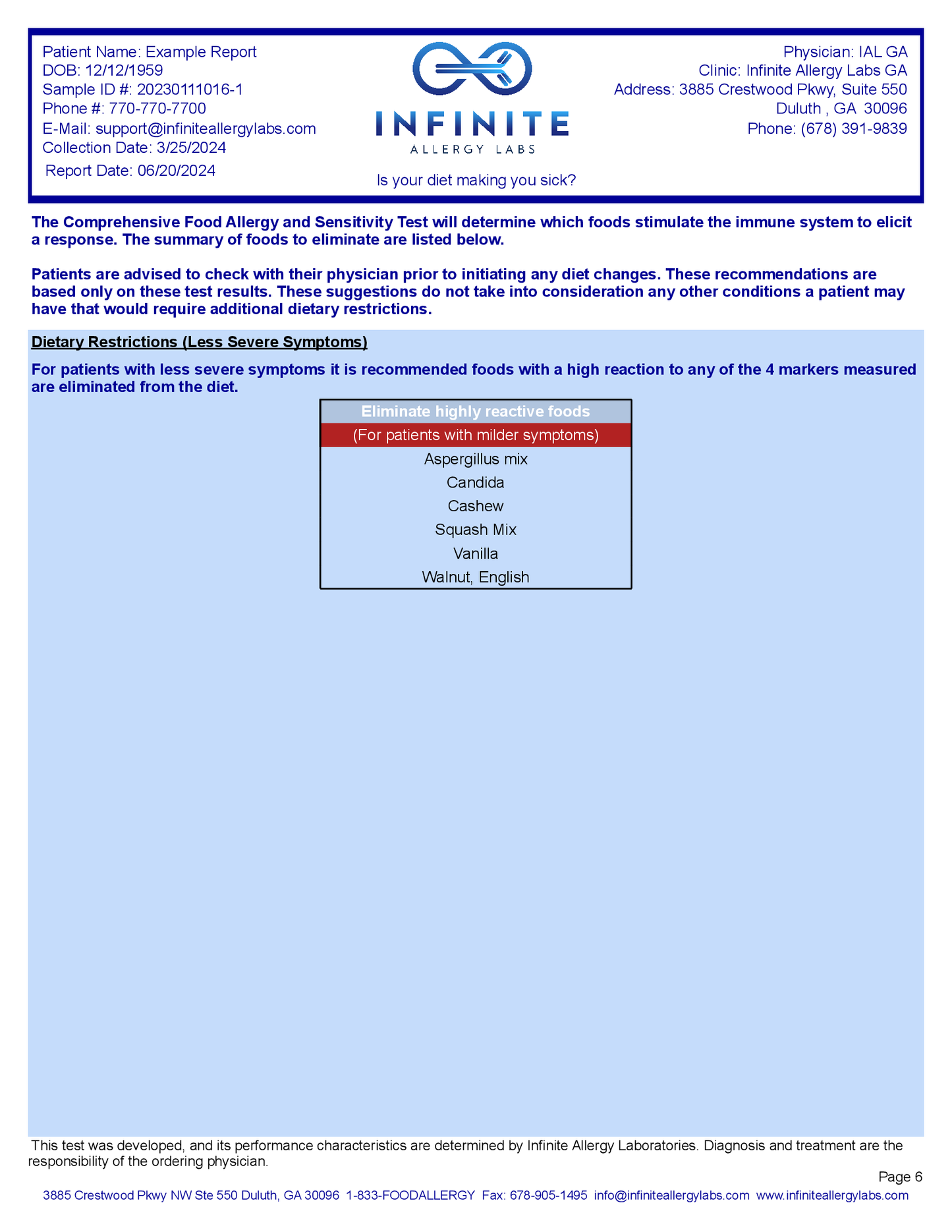 Reporte Allergy Sensitivity + Environmental Test