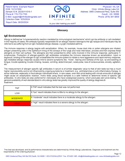 Reporte Allergy Sensitivity + Environmental Test